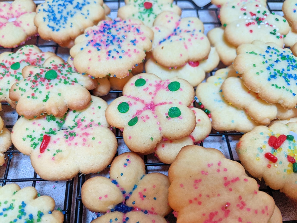 Spritz cookies contain some nice citrus zest.