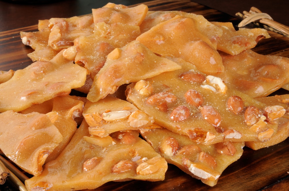 Rich, decadent cannabis holiday peanut brittle.