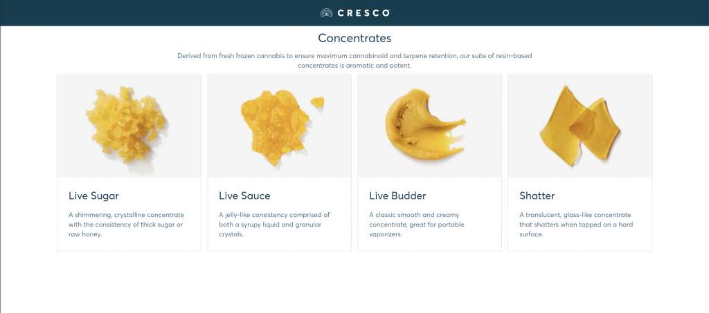 A few of the extracts produced by Cresco.