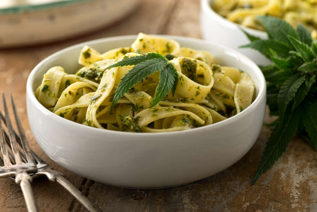 This pesto uses a cannabis-infused oil.